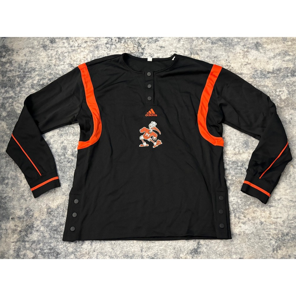 Adidas Miami Hurricanes Throwback Ibis logo Shirt Men's M Pullover Long Sleeve‎